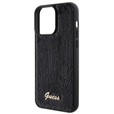 6. Guess Sequin Script Metal case for iPhone 15 Pro Max - black