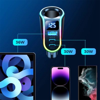 6. Joyroom Fast Car Charger 4in1 USB-A QC3.0 / 2xUSB-C PD 150W Black (JR-CL21)