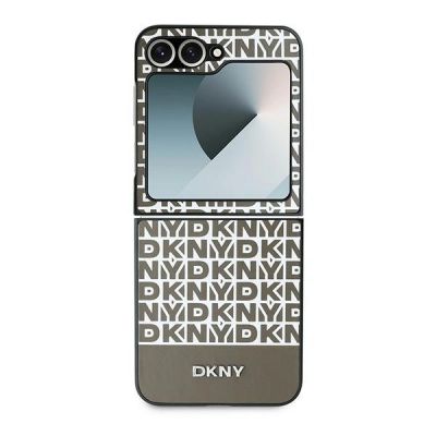 2. DKNY Repeat Pattern Bottom Stripe Case for Samsung Galaxy Z Flip 6 - Brown