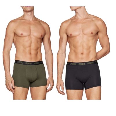 Puma Men's Boxer Briefs 2-Pack Khaki Black Comfortable Cotton