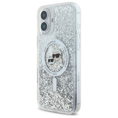 2. Karl Lagerfeld Liquid Glitter Karl & Choupette Head Magsafe iPhone 16 Plus Case - Clear