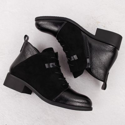 6. Women’s Black Suede-Look Ankle Boots with Warm Lining M.Daszyński MR2458-7