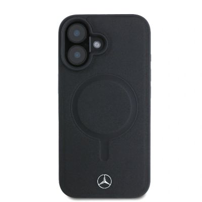 9. Mercedes Plain Smooth Leather MagSafe iPhone 16 Case - Black