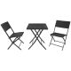 42. BALCONY FURNITURE SET TABLE 58X58X70CM AND 2 BLACK CHAIRS
