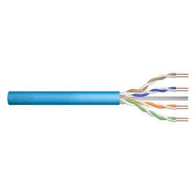 DIGITUS installation telecommunications cable category 6A, U/UTP, Dca, AWG 23/1, LSOH, 50m, blue, foil wrapped