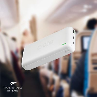 5. Powerbank SBS TTBB20000PD20W 20000 mAh 20W Power Delivery with MicroUSB, USB-C, USB-A - white