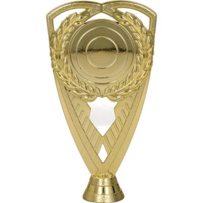 Gold plastic figurine with space for an emblem