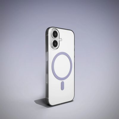 8. Puro Lite Mag TPU+PC Case Compatible with MagSafe for iPhone 17 - Transparent with Pink Ring