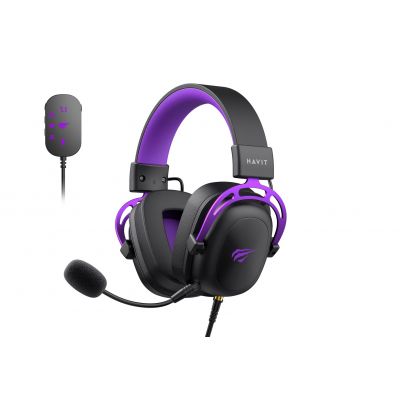 Havit H2002+U Gaming Headphones (Black and Purple)