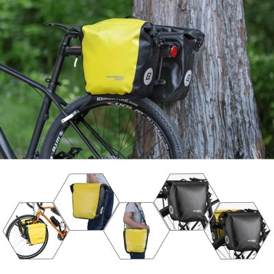 6. Rockbros AS-003-1Y waterproof bicycle bag with shoulder strap, front/rear mounting, 10-14l - yellow