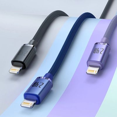 18. Baseus Crystal Shine Series cable USB cable for fast charging and data transfer USB Type A - Lightning 2.4A 1.2m purple (CAJY000005)