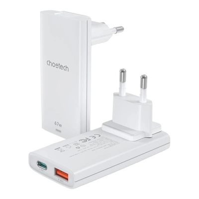 2. Choetech PD6011 65W GaN Ultra USB-C + USB-A Wall Charger - White