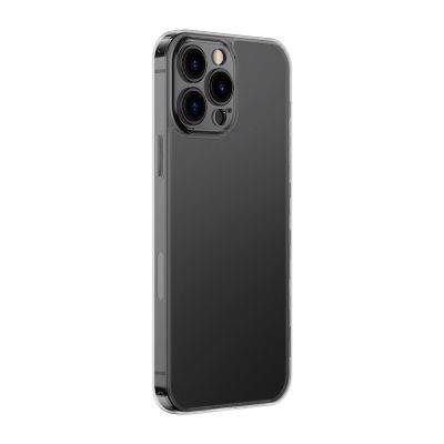 3. Baseus Frosted Glass Case Cover for iPhone 13 Pro Hard Cover with Gel Frame black (ARWS001001)