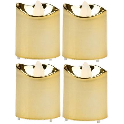 13. SET OF 4 GOLD TEA LIGHT LED CANDLES
