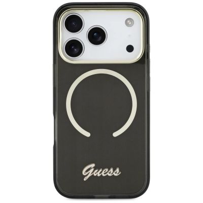 3. Guess IML Script Metal MagSafe Case for iPhone 17 Pro Max - Black
