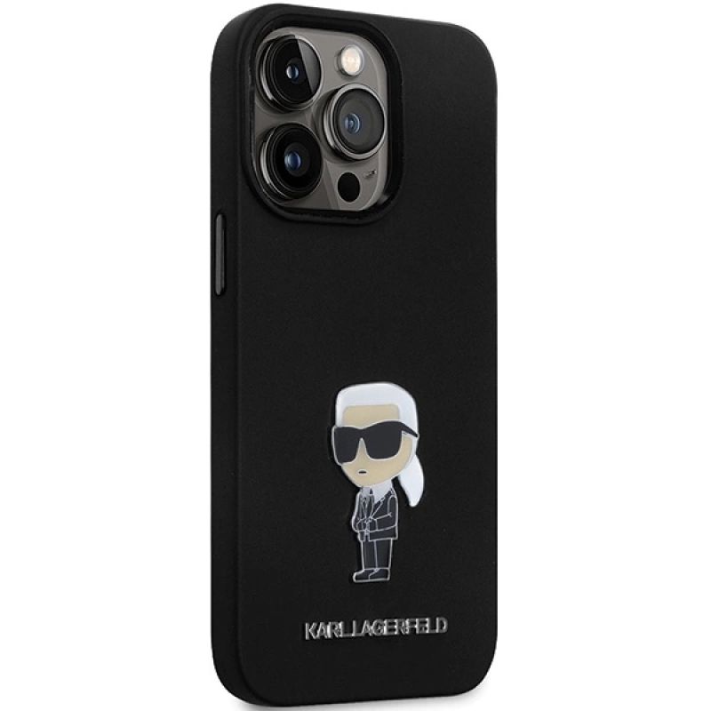 4. Karl Lagerfeld KLHCP14LSMHKNPK case for iPhone 14 Pro - black Silicone Ikonik Metal Pin