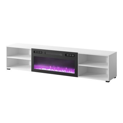 POLO TV cabinet 180x33x39 white + black fireplace