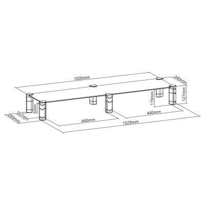 Maclean dual monitor stand, max. 20kg, tempered glass, (1029x285x127mm), MC-936