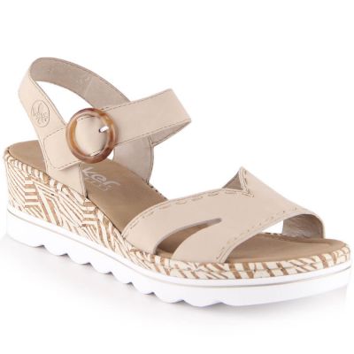 Comfortable wedge sandals Rieker W RKR595 beige