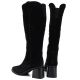 5. Women's leather cowboy boots with heels, suede, black, Vinceza 133103