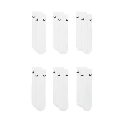 Nike Everyday Cush Crew Kids Socks 6 Pairs White SX6910 100