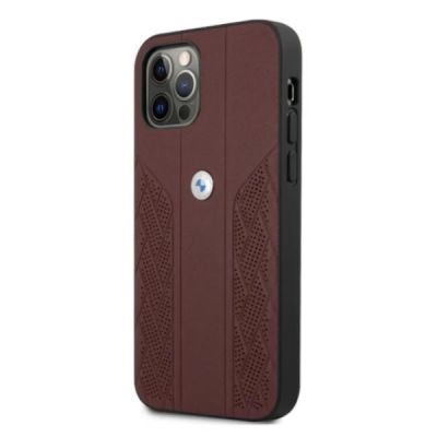 2. BMW Leather Curve Perforate Case for iPhone 12 Pro Max - Red