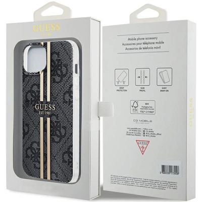 8. Guess IML 4G Gold Stripe case for iPhone 15 Plus / 14 Plus - black