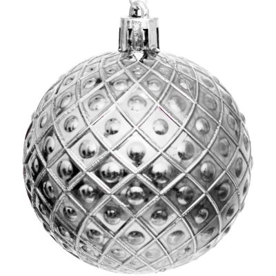 48. DECORATIVE PLASTIC BALL 6CM SET 35 PCS SILVER