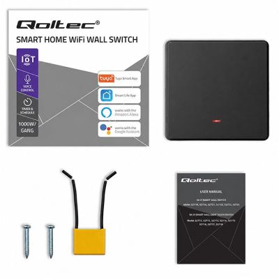 8. QOLTEC LIGHT ON/OFF SWITCH | 1-CHANNEL | WI-FI | TIMER | TUYA | BLACK