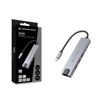 5. Conceptronic DONN29G Wired Docking Station USB 3.2 Gen 2 (3.1 Gen 2) Type-C Gray