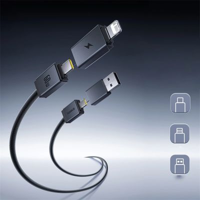 2. Baseus Versatile 60W USB-C - USB-C Cable with USB-A and Lightning Adapters 0.6 m - Black