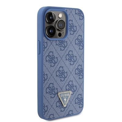 4. Guess GUHCP15XP4TDPB iPhone 15 Pro Max 6.7" blue/blue hardcase Leather 4G Triangle Strass