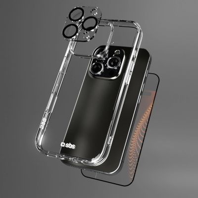 8. SBS set with D3O technology for iPhone 16 Pro - case + glass screen and camera protector - transparent