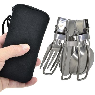 4. TINKER 3-in-1 Folding Travel Cutlery Set with STAMINA Case