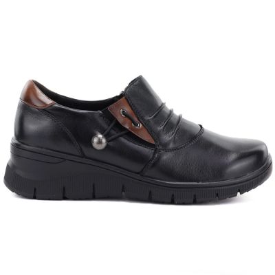 6. Women's leather wedge shoes, black, Vinceza 133118