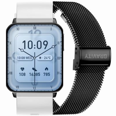 Smartwatch Gravity White Black 2 Straps GT17-8