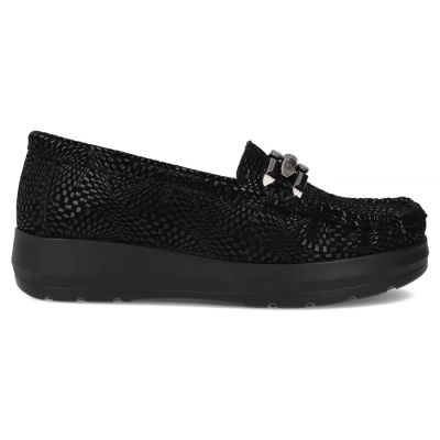 2. Women's leather platform loafers, black, Filippo DP7652