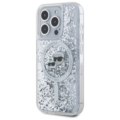 2. Karl Lagerfeld Liquid Glitter Karl & Choupette Head Magsafe Case for iPhone 15 Pro Max - Clear