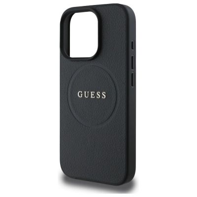 6. Guess Grained Gold Ring MagSafe case for iPhone 16 Pro Max - black