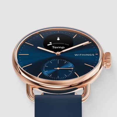 3. Withings ScanWatch 2 – smartwatch with ECG function, heart rate and SpO2 monitoring, and activity and sleep tracking (38 mm, blue/rose gold)