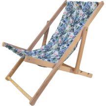 CLASSIC BLUE FLOWERS WOODEN DECK CHAIR