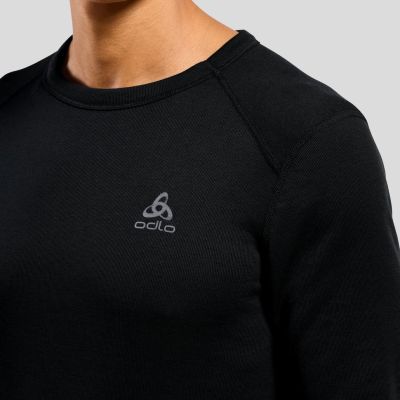 18. Men’s Odlo BL TOP Crew Neck l/s ACTIVE WARM ECO T-Shirt Size M Black
