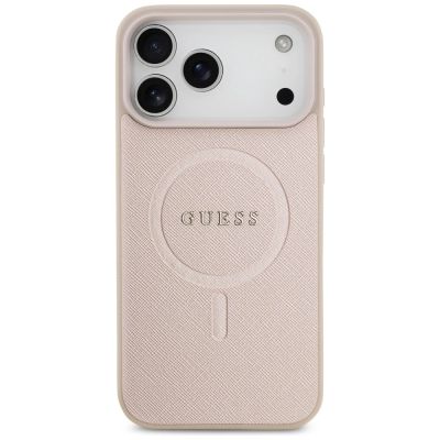 3. Guess Saffiano Classic Logo MagSafe Case for iPhone 18 Pro Max / iPhone 17 Pro Max - Pink