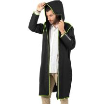 Perletti Men’s Black Trench Raincoat with Hood, Size M