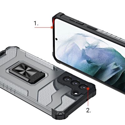 6. Crystal Ring Case tough hybrid cover + magnetic holder for Samsung Galaxy S22 + (S22 Plus) blue