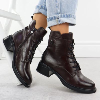 10. Brown leather women’s worker boots Filippo DBT7369