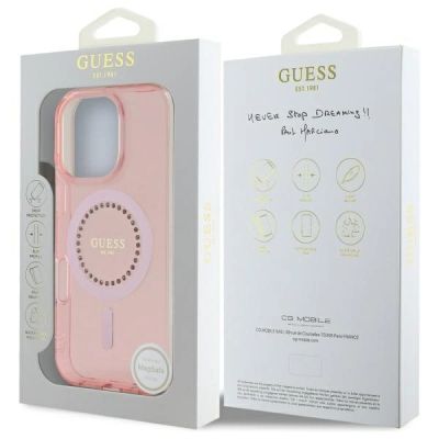 8. Guess IML Rhinestones MagSafe iPhone 16 Pro Max Case - Pink