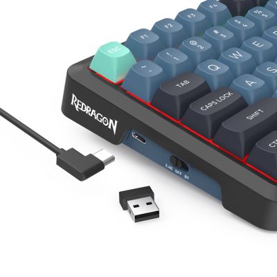 9. REDRAGON K724GBG-RGB-PRO Behemoth Keyboard USB + RF Wireless + Bluetooth Gray, Blue