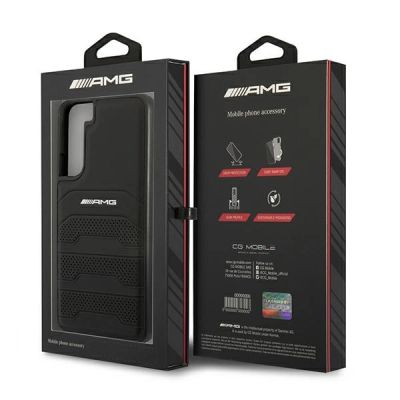 8. AMG Leather Debossed Lines case for Samsung Galaxy S22+ - black