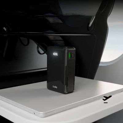 12. Powerbank SBS 20000 mAh 20W with built-in USB-C cable and digital display - black